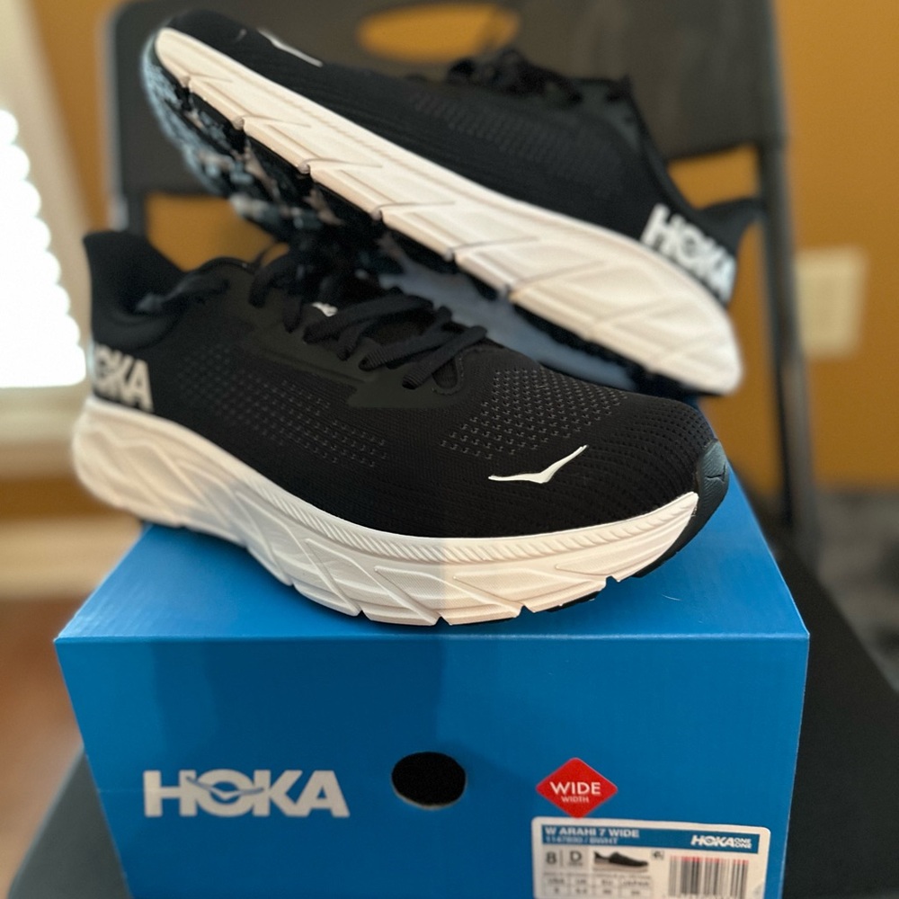 Women’s Hoka Black and White Athletic Sneakers